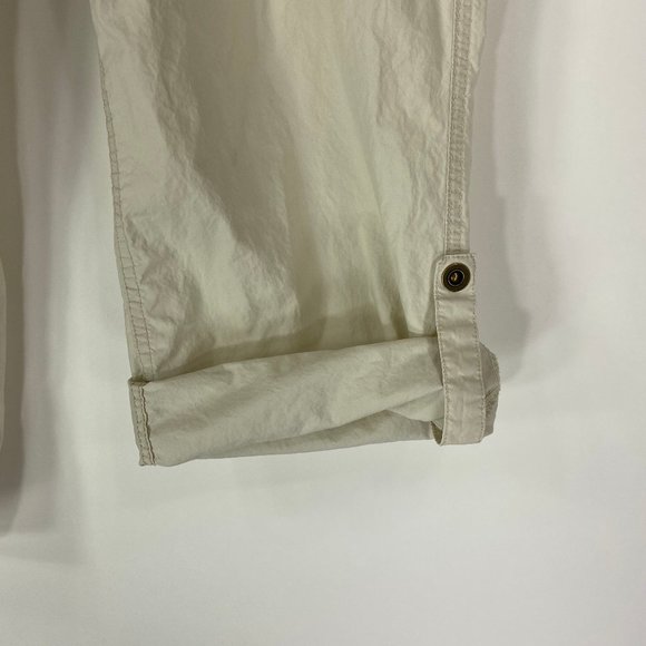 Levis 14 Pants Capris Roll Up Leg 100% Cotton Poplin Cream Ivory Flap Pockets - Picture 5 of 10